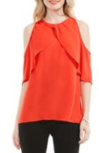 Women's Vince Camuto Ruffle Cold Shoulder Blouse - Red