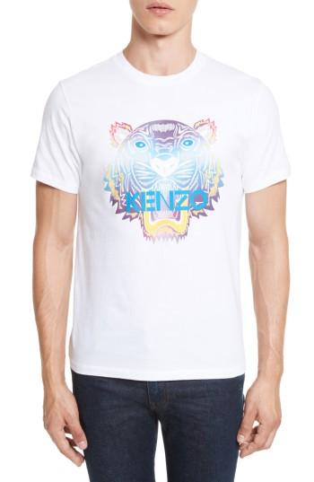 Men's Kenzo Rainbow Tiger Graphic T-shirt - White