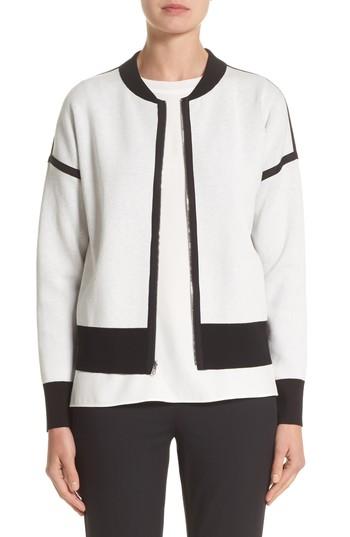Women's Lafayette 148 New York Matte Crepe Reversible Knit Bomber Jacket