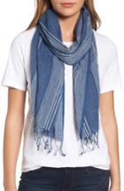 Women's Eileen Fisher Stripe Organic Cotton Scarf, Size - Blue