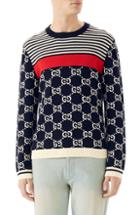 Men's Gucci Stripe & Double-g Crewneck Sweater