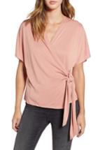 Women's Short Sleeve Wrap Top - Pink