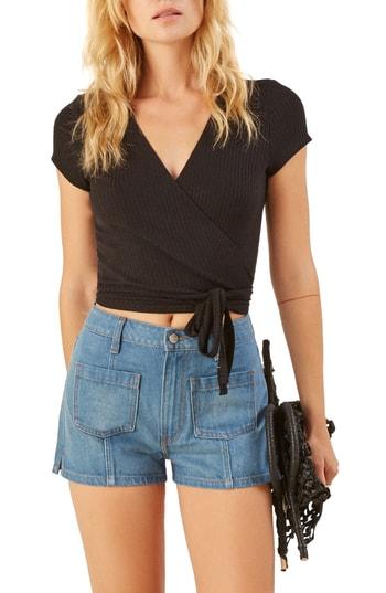 Women's Reformation Flora Wrap Tee - Black