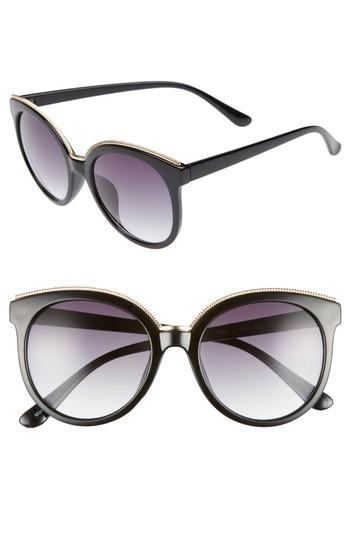 Women's Bp. 56mm Metal Trim Round Sunglasses - Black/ Gold