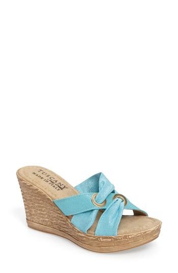 Women's Tuscany By Easy Street Solaro Platform Wedge Sandal M - Blue/green
