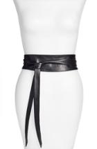 Women's Ada Handmade Leather Wrap Belt, Size - Black