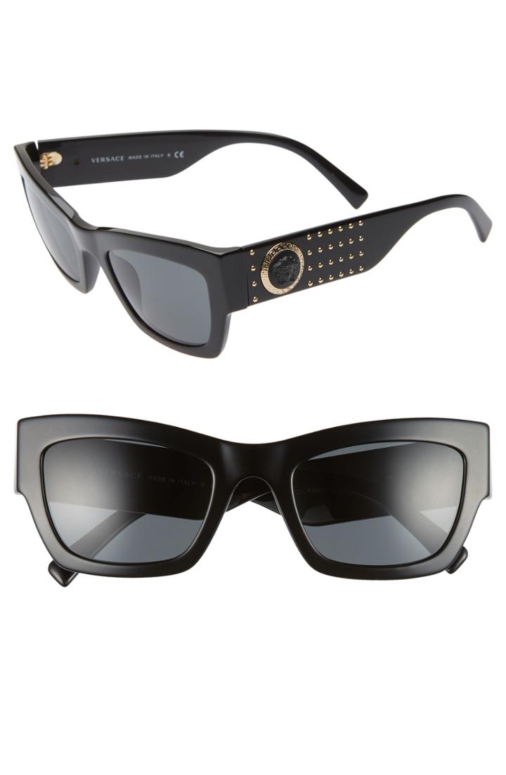 Women's Versace Medusa 52mm Square Sunglasses - Grey Solid