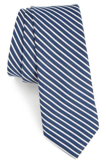 Men's Nordstrom Men's Shop Annadel Stripe Skinny Tie, Size - Blue