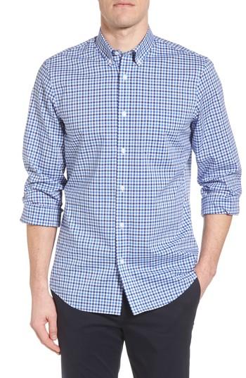 Men's Nordstrom Men's Shop Tech-smart Regular Fit Check Sport Shirt - Blue