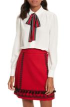 Women's Kate Spade New York Stripe Tie Silk Shirt - Ivory