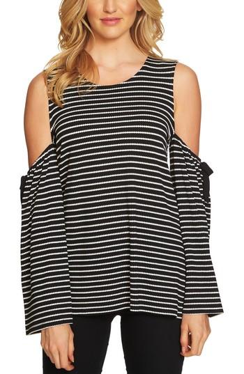 Women's Cece Cold Shoulder Jacquard Top - Black