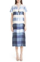 Women's St. John Collection Block Stripe Twill Dress