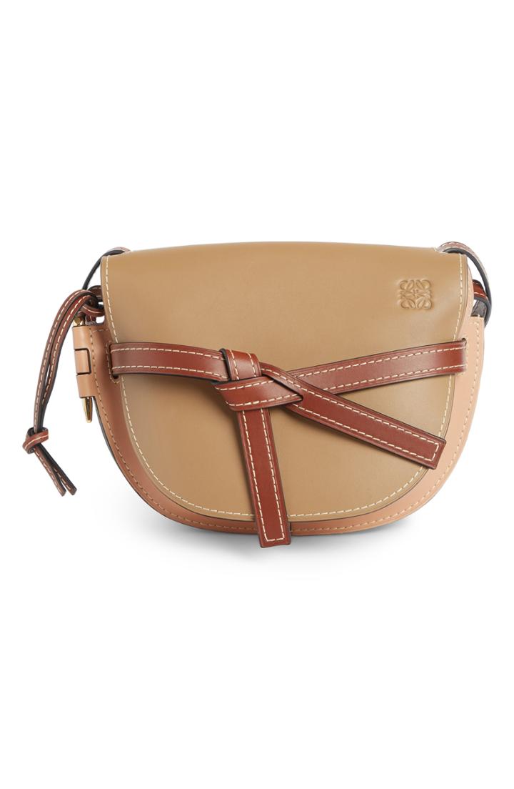 Loewe Small Gate Leather Crossbody Bag - Beige