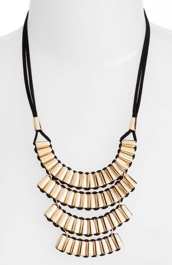 Women's Adia Kibur Metal Tube Suede Necklace