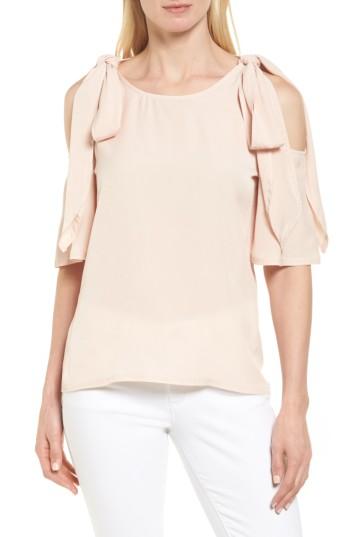 Women's Halogen Bow Detail Cold Shoulder Top - Pink