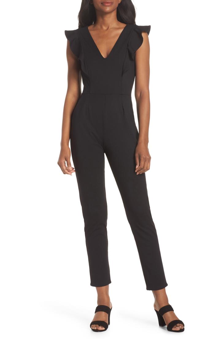 Women's Fraiche By J V-neck Ruffle Jumpsuit