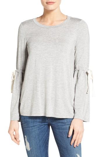 Women's Pleione Ribbon Tie Bell Sleeve Top - Grey