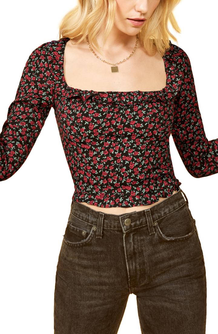 Women's Reformation Barb Crop Top - Black