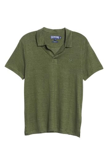 Men's Vilebrequin Linen Slub Jersey Linen Polo - Green