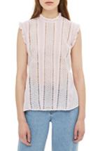 Women's Topshop Broderie Ruffle Top Us (fits Like 0) - Pink