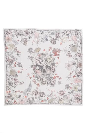 Women's Alexander Mcqueen Crawling Roses Silk Chiffon Shawl, Size - Ivory