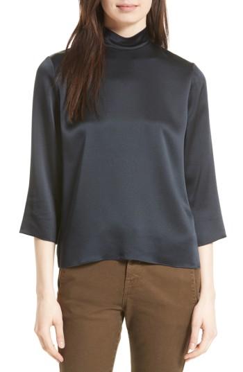 Women's Vince Mock Neck Silk Satin Blouse
