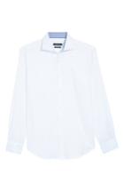 Men's Bugatchi Shaped Fit Tonal Check Sport Shirt, Size - White