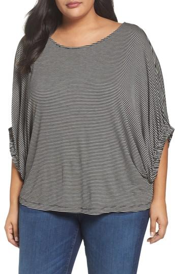 Women's Soprano Stripe Dolman Sleeve Top X/2x - Black