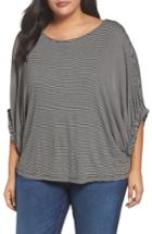 Women's Soprano Stripe Dolman Sleeve Top X/2x - Black