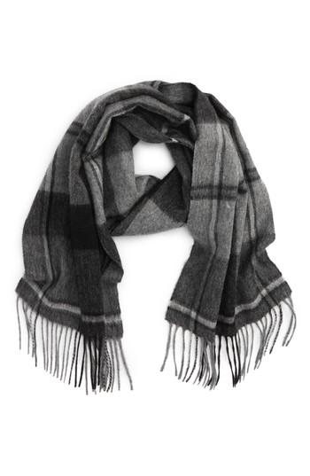 Men's Barbour Linton Plaid Wool & Cashmere Scarf, Size - Grey
