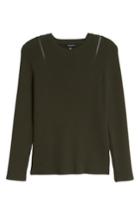 Women's Kenneth Cole New York Zip Shoulder Ribbed Sweater - Green