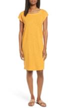 Women's Eileen Fisher Hemp & Organic Cotton Square Neck Shift Dress, Size - Orange
