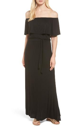 Women's Loveappella Jersey Off The Shoulder Maxi Dress - Black