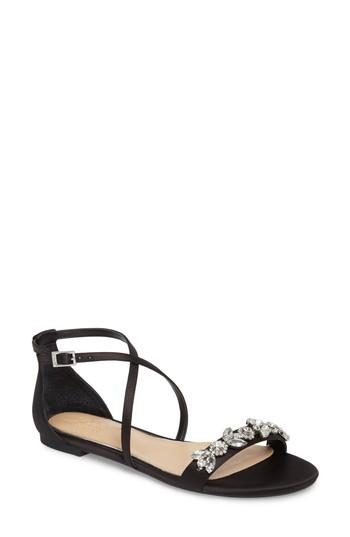 Women's Jewel Badgley Mischka Tessy Embellished Sandal .5 M - Black