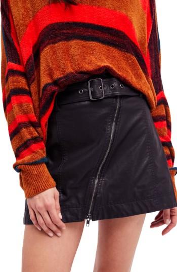 Women's Free People Feelin' Fresh Faux Leather Moto Skirt - Black