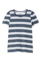 Women's Lucky Brand Stripe Gathered Sleeve Tee - Blue