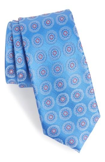 Men's Nordstrom Men's Shop Pinpoint Medallion Silk Tie, Size - Blue