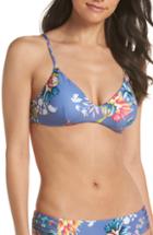 Women's Becca Shimmer Wrap Bikini Top, Size D - Blue/green