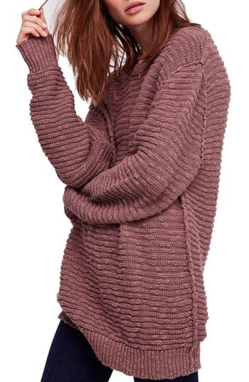 Women's Free People Menace Solid Tunic Sweater - Brown