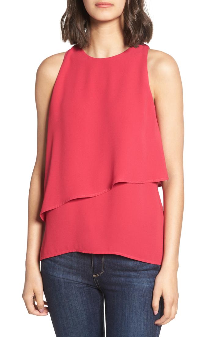 Women's Trouve Tiered Sleeveless Top - Red