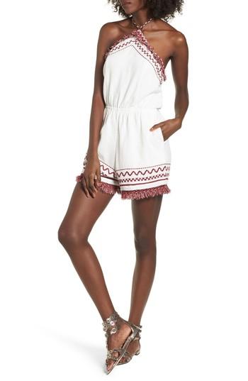 Women's Somedays Lovin Free We Roam Fringe Trim Romper - White