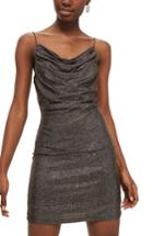 Women's Topshop Metallic Cowl Neck Body-con Dress Us (fits Like 0) - Metallic