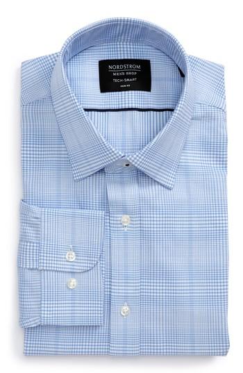 Men's Nordstrom Men's Shop Tech-smart Trim Fit Check Dress Shirt 32/33 - Blue