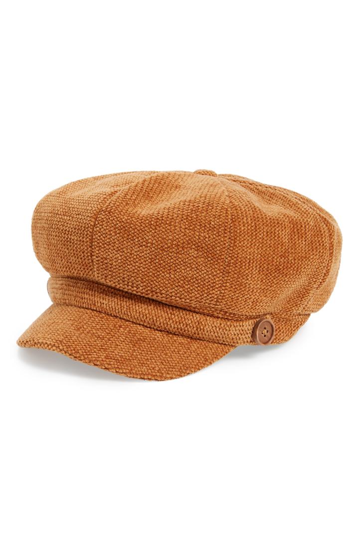 Women's David & Young Chenille Baker Boy Cap - Yellow