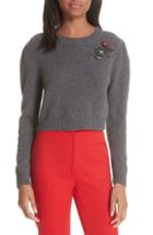 Women's Milly Cashmere Crop Pin Sweater - Grey