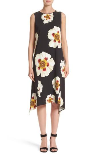 Women's Lafayette 148 New York Romona Floral Fluid Cloth Dress - Black