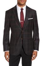 Men's Jkt New York Trim Fit Plaid Wool Sport Coat S - Grey