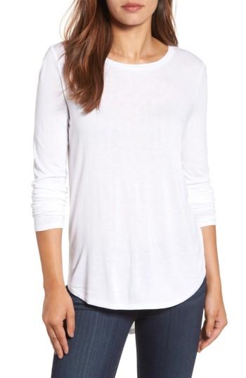 Petite Women's Halogen Shirttail Tee, Size P - White