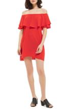 Women's Topshop Bardot Popover Shift Dress Us (fits Like 0) - Red