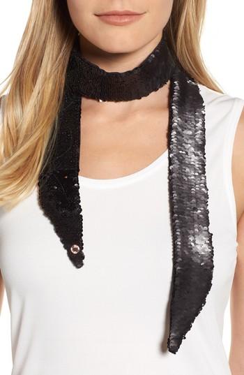 Women's Ted Baker London Sequin Velvet Skinny Scarf, Size - Black